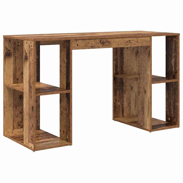 vidaXL Desk with Shelf Old Wood 130 x 50.5 x 75 cm Engineered Wood