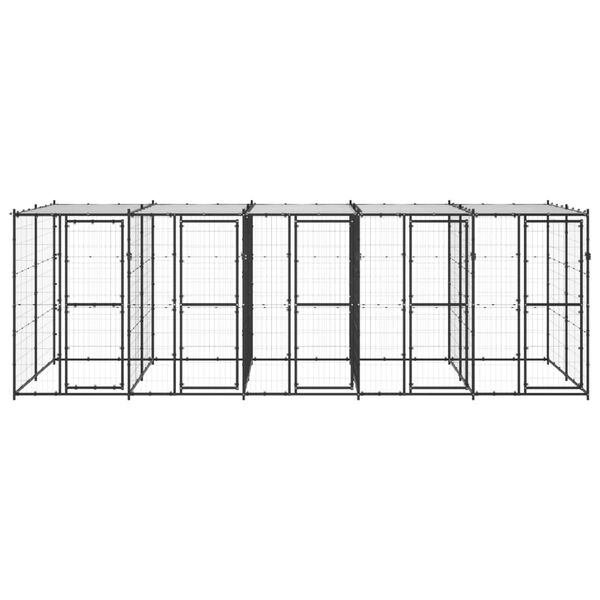 vidaXL Outdoor Dog Kennel Steel with Roof 12.1 m&sup2;