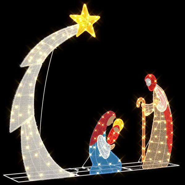 vidaXL Nativity Scene Warm White 149 x32 x 127.5 cm Polyester