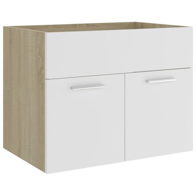 vidaXL Sink Cabinet White and Sonoma Oak 60x38.5x46 cm Engineered Wood