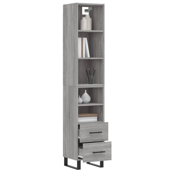vidaXL Highboard Grey Sonoma 34.5x34x180 cm Engineered Wood