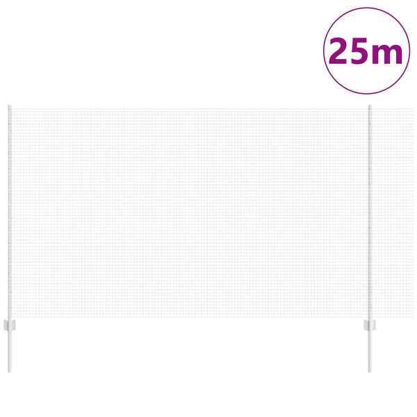 vidaXL Fence with Post Silver 1.4 x 25 m Steel
