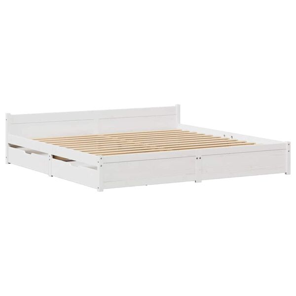 vidaXL Bed Frame without Mattress White 200x200 cm Solid Wood Pine