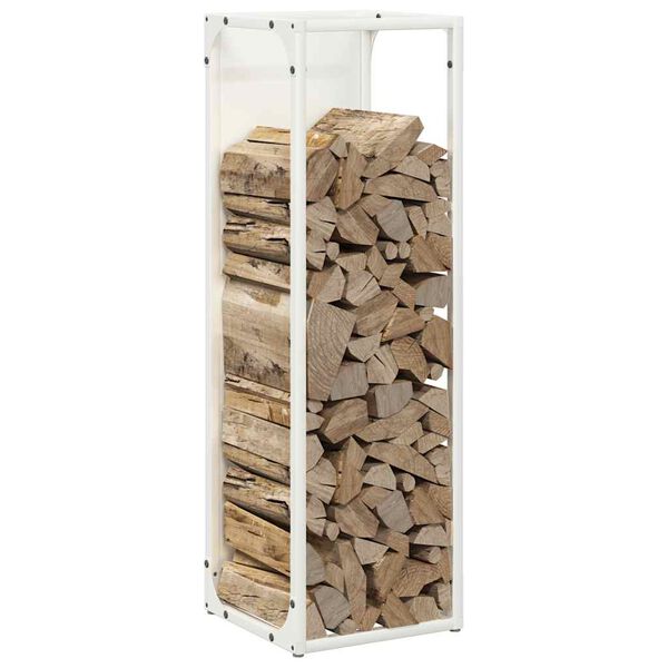 vidaXL Firewood Rack White 25x25x80 cm Cold-rolled steel