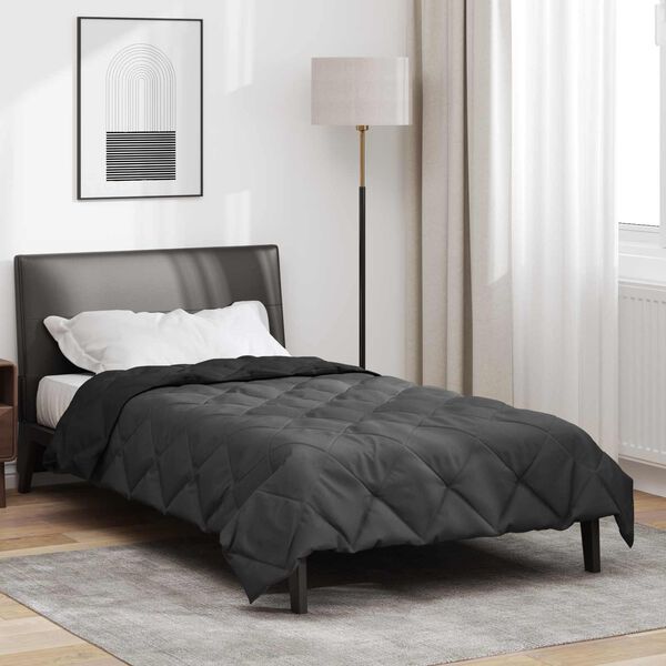 vidaXL Summer Duvet Black and Anthracite 220 x 155 cm Microfiber