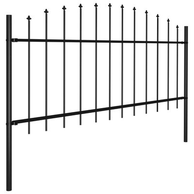 vidaXL Garden Fence with Spear Top Steel (0.5-0.75)x15.3 m Black