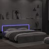 vidaXL Bed Frame with LED without Mattress Concrete Grey 180x200 cm Super King