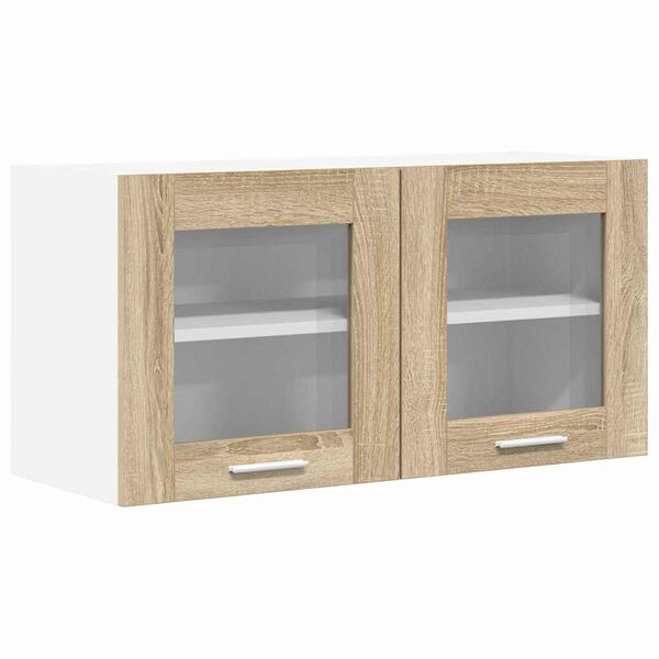 vidaXL Hanging Cabinet with Door Sonoma Oak and White 80 x 31 x 40 cm