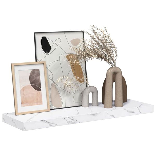 vidaXL Wall Shelf White Marble 80 x 23.5 x 4 cm Engineered Wood