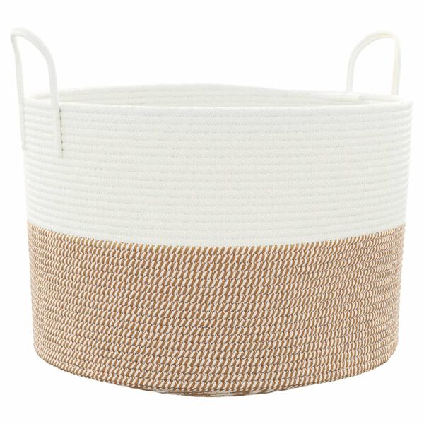 vidaXL Storage Basket Brown and White &Oslash;51x33 cm Cotton