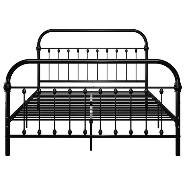 vidaXL Bed Frame without Mattress with Headboard Black 140x200 cm Metal