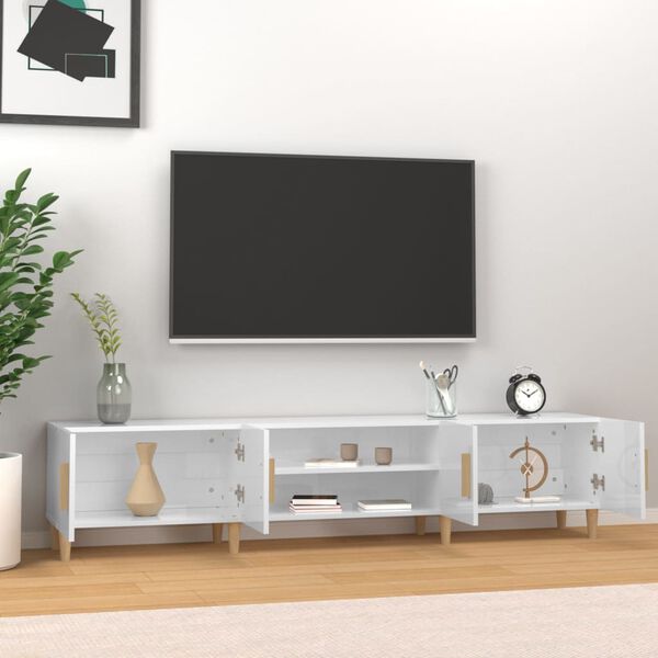 vidaXL TV Cabinet High Gloss White 180x31.5x40 cm Engineered Wood