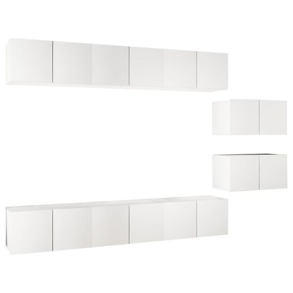 vidaXL TV Cabinets 8 pcs White Engineered Wood