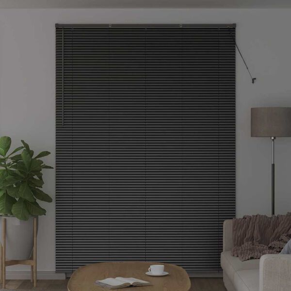 vidaXL Venetian Blinds Height Adjustable Black 220 x 160 cm Aluminium