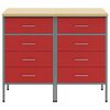 vidaXL Work Cabinet with Drawer 2 pcs Red and Grey 100 x 55 x 85 cm