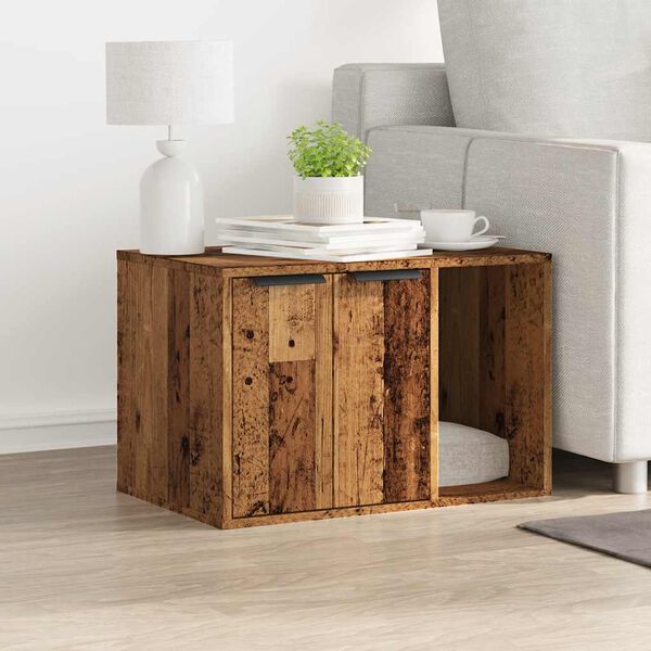 vidaXL Cat Litter Box Enclosure Old Wood 60x40x40 cm Engineered Wood