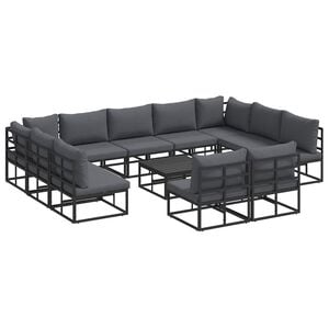 vidaXL Garden Sofa Set 12 pcs Black Aluminium
