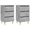 vidaXL Bed Cabinets & Solid Wood Legs 2 pcs Concrete Grey 40x35x69 cm