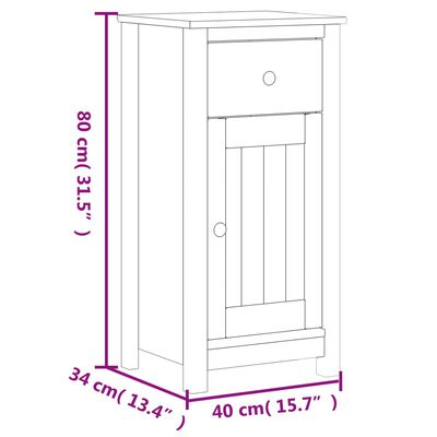 vidaXL Bathroom Cabinet BERG White 40x34x80 cm Solid Wood Pine