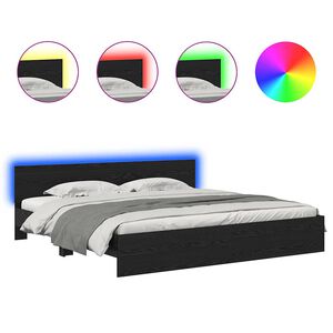 vidaXL Bed Frame with Headboard Black Oak 180 x 200 cm Engineered Wood