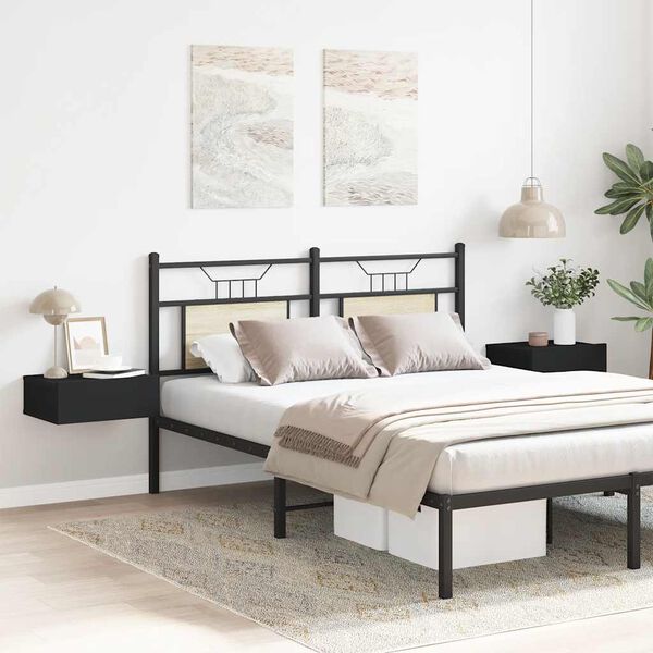 vidaXL Floating Nightstands 2 pcs Black 40x30x15 cm Engineered Wood