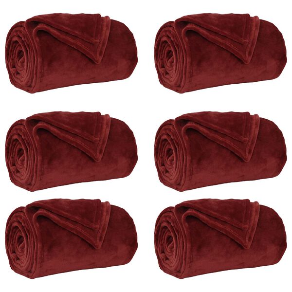 vidaXL Throw Blankets 6 pcs Bordeaux Red 150 x 200 cm Fleece