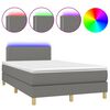 vidaXL Box Spring Bed with Mattress&LED Dark Grey 120x200cm Fabric