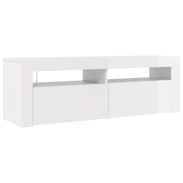 vidaXL TV Cabinet with LED Lights High Gloss White 120x35x40 cm