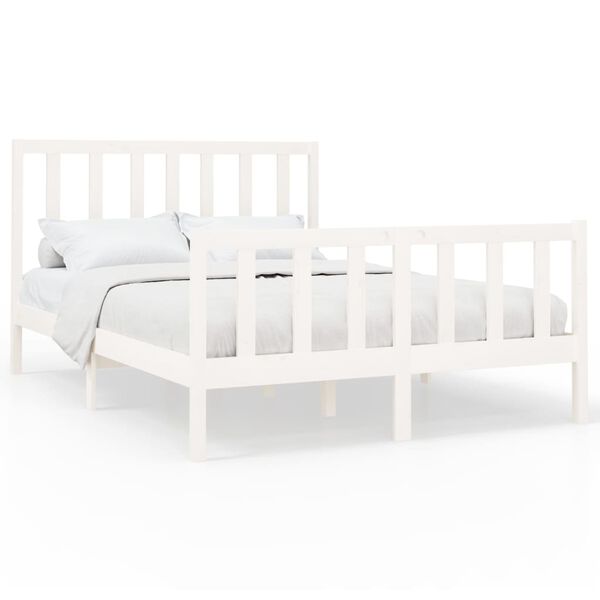 vidaXL Bed Frame without Mattress White 120x200 cm Solid Wood Pine