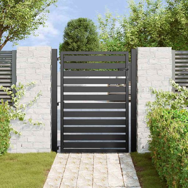vidaXL Garden Gate Lockable Black 100x120 cm Aluminium