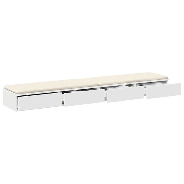vidaXL Bed Drawers White 200 x 36.5 x 16.5 cm Engineered Wood