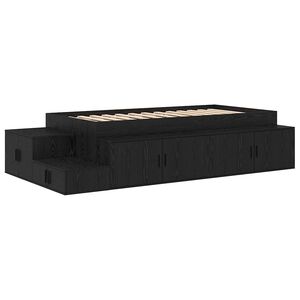 vidaXL Storage Bed Frame with Storage Black Oak 80 cm Engineered Wood