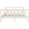 vidaXL Bed Frame without Mattress White 150x200 cm King Size Solid Wood Pine