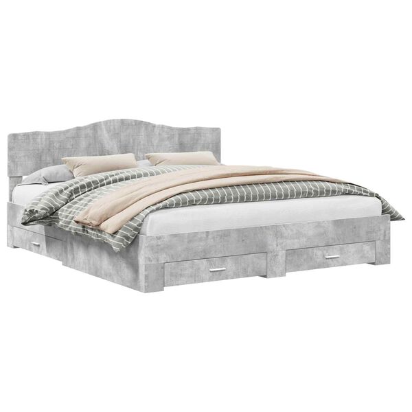 vidaXL Bed Frame Concrete Grey 180 x 200 cm Engineered Wood