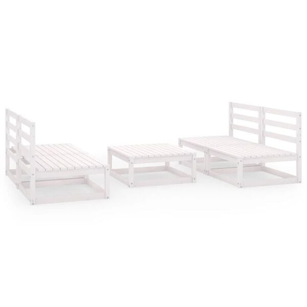 vidaXL 5 Piece Garden Lounge Set White Solid Wood Pine