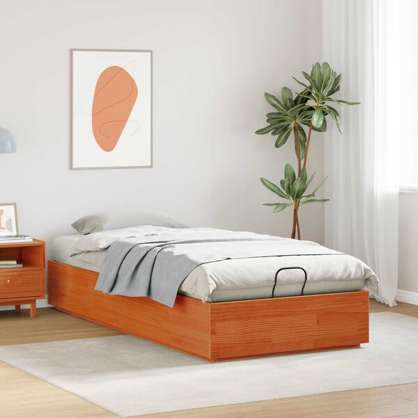 vidaXL Ottoman Bed Frame Wax Brown 80 x 200 cm Solid Pine Wood