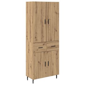 vidaXL Highboard 2 pcs Artisan Oak Engineered Wood and Glass
