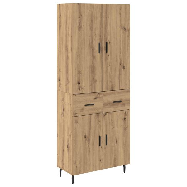 vidaXL Highboard 2 pcs Artisan Oak Engineered Wood and Glass