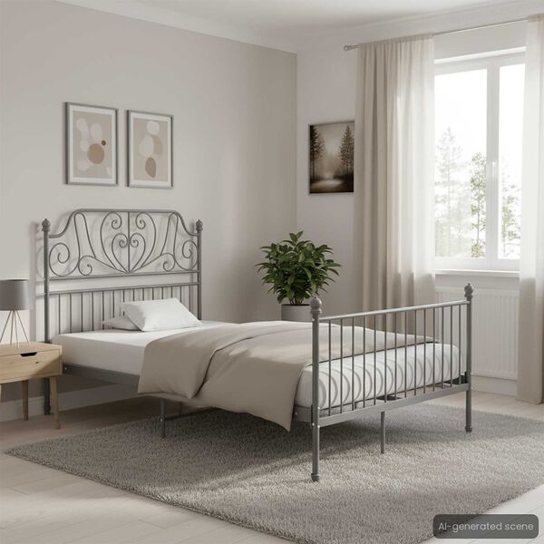 vidaXL Bed Frame without Mattress Grey Metal 120x200 cm