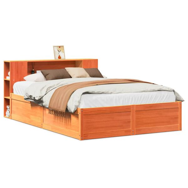 vidaXL Bed Frame without Mattress Wax Brown 160x200 cm Solid Wood Pine