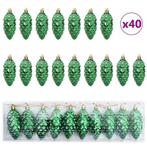 vidaXL Christmas Pine Cone Ball 40 pcs LEDs Green 4 x 9 cm Plastic