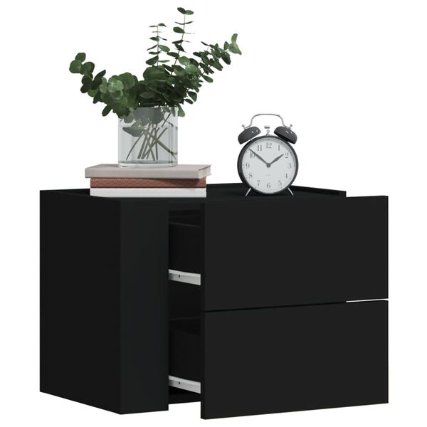 vidaXL Wall-mounted Bedside Cabinet Black 45x30x35 cm