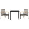 vidaXL Garden Dining Set 3 pcs Grey Poly Rattan