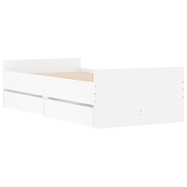 vidaXL Bed Frame with Drawers without Mattress White 100x200 cm