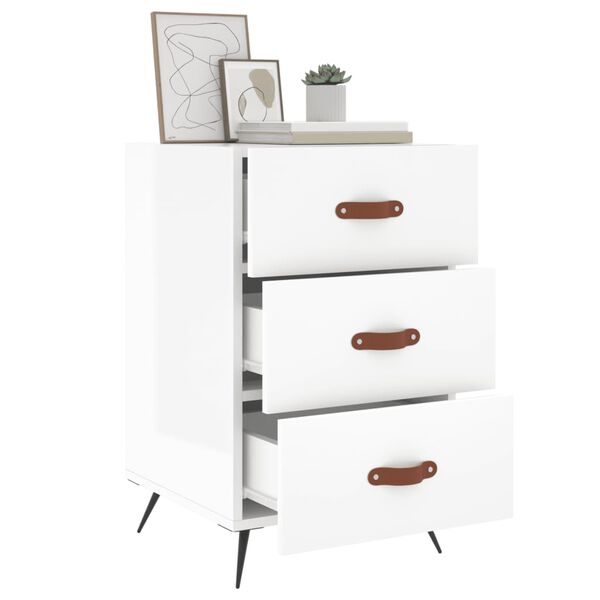 vidaXL Bedside Cabinet High Gloss White 40x40x66 cm Engineered Wood