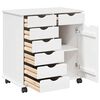 vidaXL Rolling Cabinet White 63.5 x 39 x 65.5 cm Solid Pine Wood