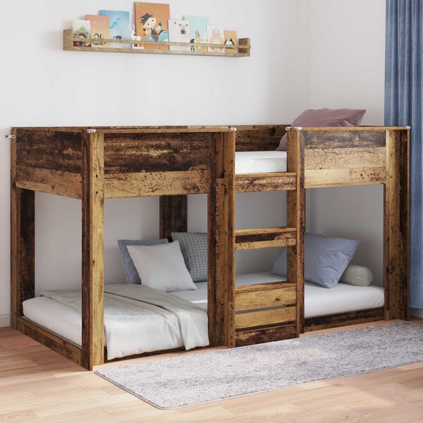 vidaXL Floor Bed Frame Old Wood 90 x 190 cm Engineered Wood