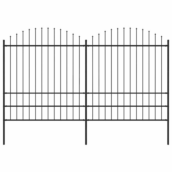 vidaXL Garden Fence with Spear Top Steel 359x200 cm Black