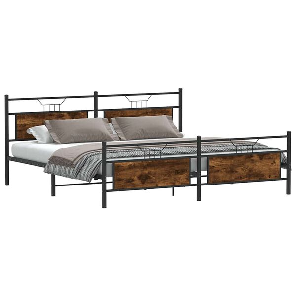 vidaXL Metal Bed Frame without Mattress Smoked Oak 200x200 cm
