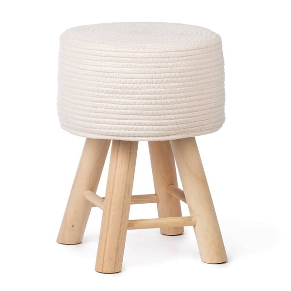 KidsDepot Stool Iggy 29 cm Cotton and Wood White